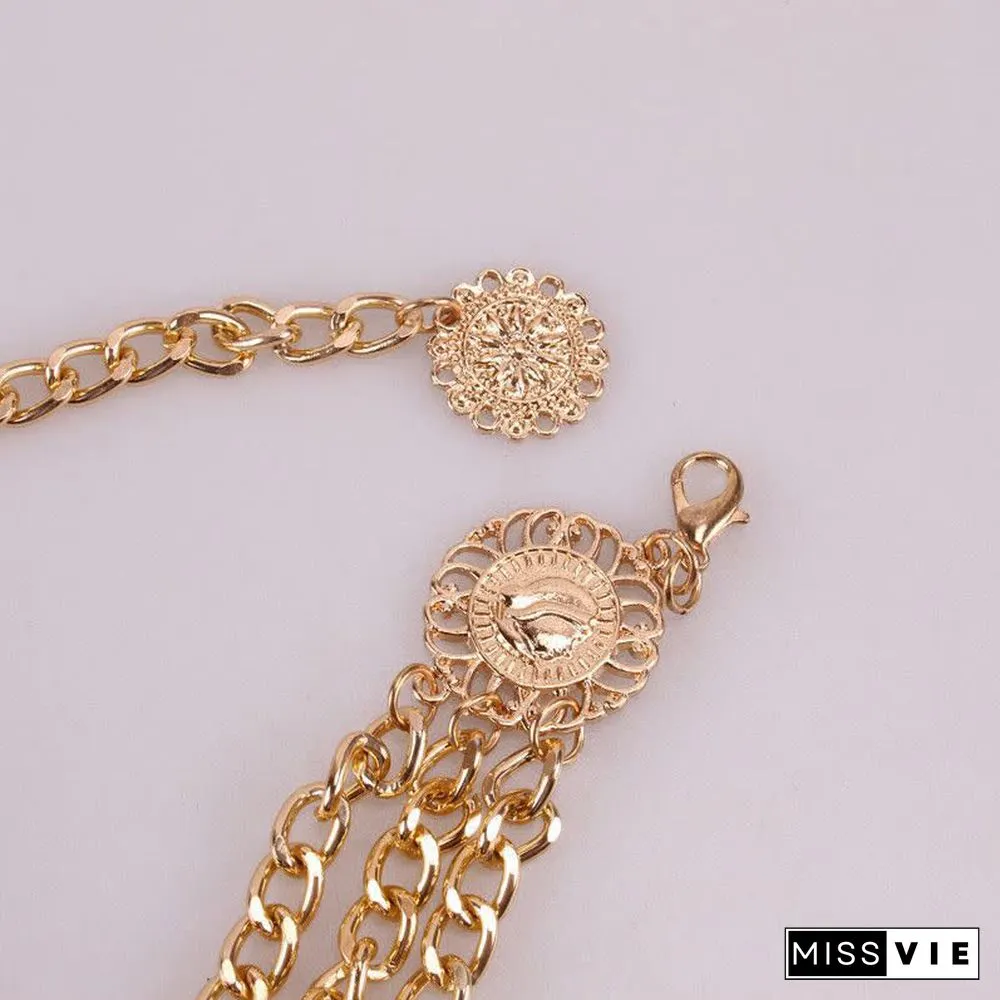 Sunflower Multilayer Waist Chain Belt for Dress Jeans Trous