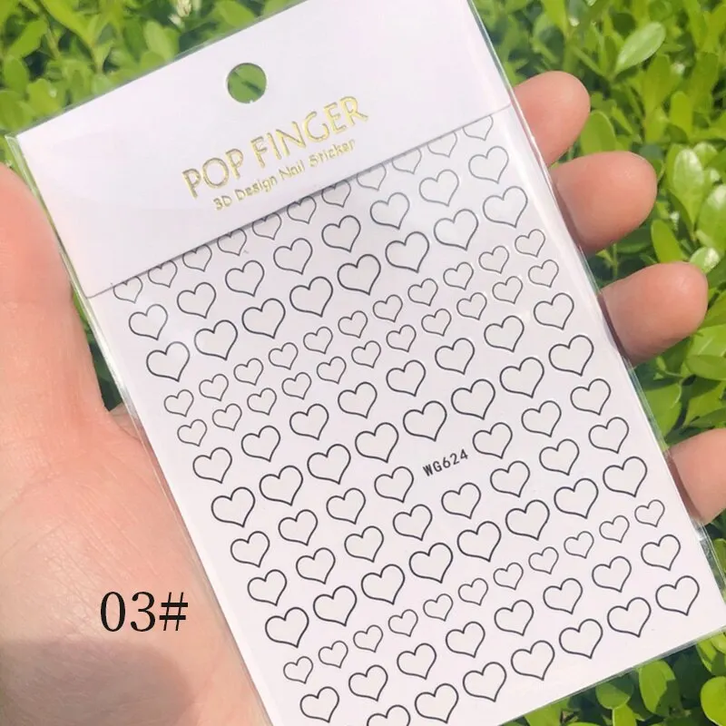 French Rose Gold Striping Tape Nail Design 3D Nail Sticker Star Heart Geometry For Nails Gel Polish Sticker Decals For Manicures
