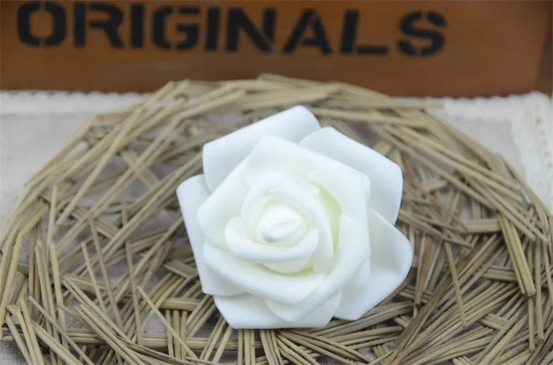50pcs 6cm Artificial PE Foam Rose Flower Heads For Wedding Home Party Decoration DIY Garland Craft supplies Fake Flowers Ball
