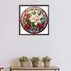 Red Flowers Glass Painting-Paint by Numbers Acrylic Painting 40*40CM