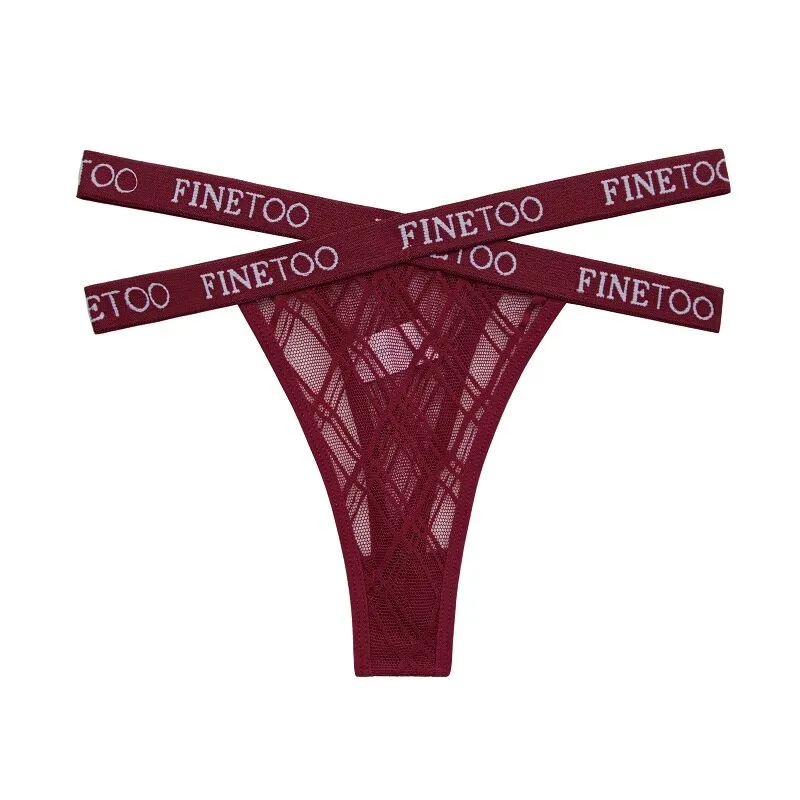 Billionm Sexy Underwear for Women Perspective Breathable Thong Cross Waistband Show Waist Pantys Female Mesh Intimates Lingerie