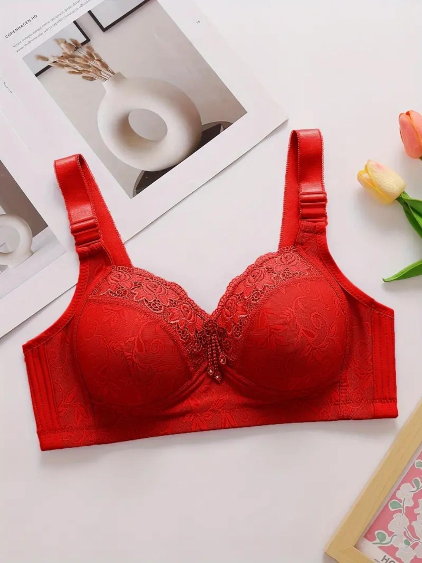 Women's Contrast Lace Push Up Bra, Adjustable Strap Bra, Soft Comfortable Breathable Casual Everyday Lingerie for All Seasons