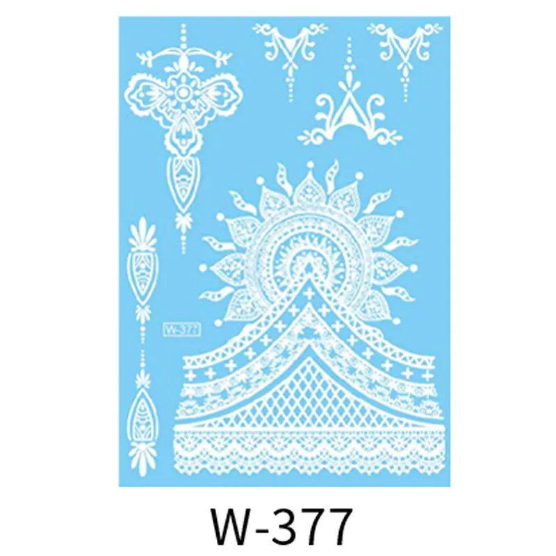 Sexy Henna Mehndi Tattoo White Lace Necklace Flower Water Transfer Temporary Tatoo Sticker Body Art Waterproof for Wedding Beach