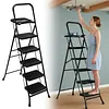 [US Local Warehouse] 5 Step Ladder w/ Wide Anti-Slip Pedal Support 330lbs Folding Step Stool for Home
