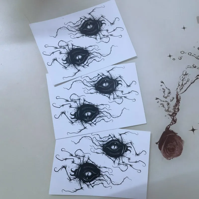 New Dark Spider Pattern Tattoo Sticker Men Waterproof Lasting Alternative Art Fake Tattoo Reptile Hand Back Neck Tattoo Sticker