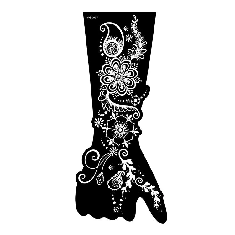 Indian Henna Rose Lace Flower Tattoo Stencil Women DIY Body Legs Arm Art Airbrush Painting Mandala Tattoo Stencil Template