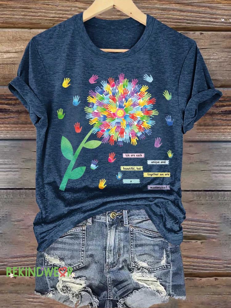 We Are Each Unique and Beautiful But Together We Are A Masterpiece Autism Awareness T-shirt Blue / S