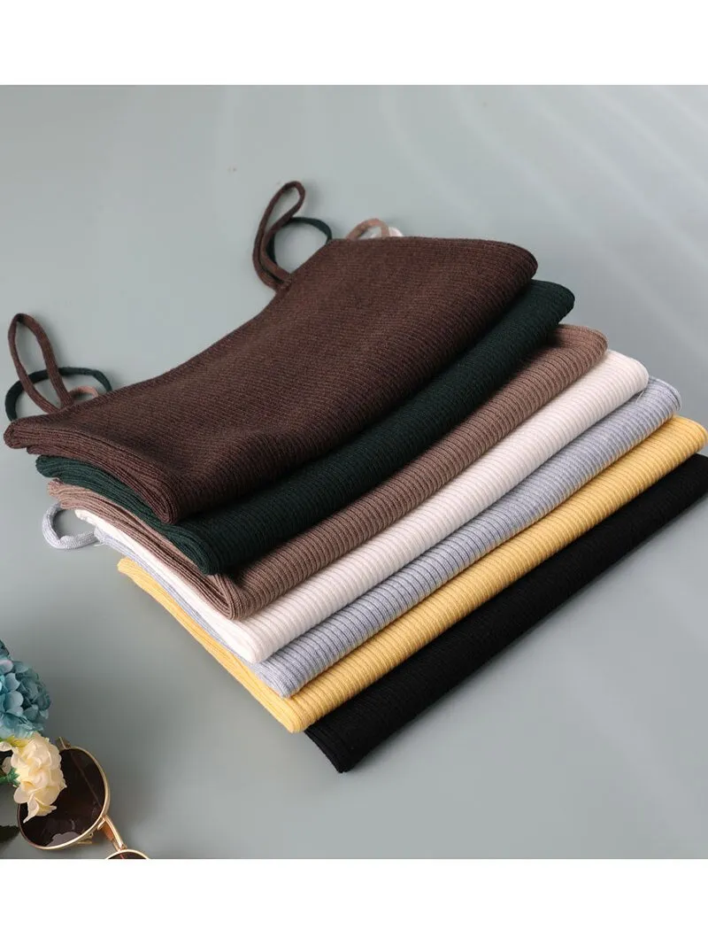 sexy basic women tank top Summer white knit tank top Women sexy knitted camisole sleeveless strip camisole
