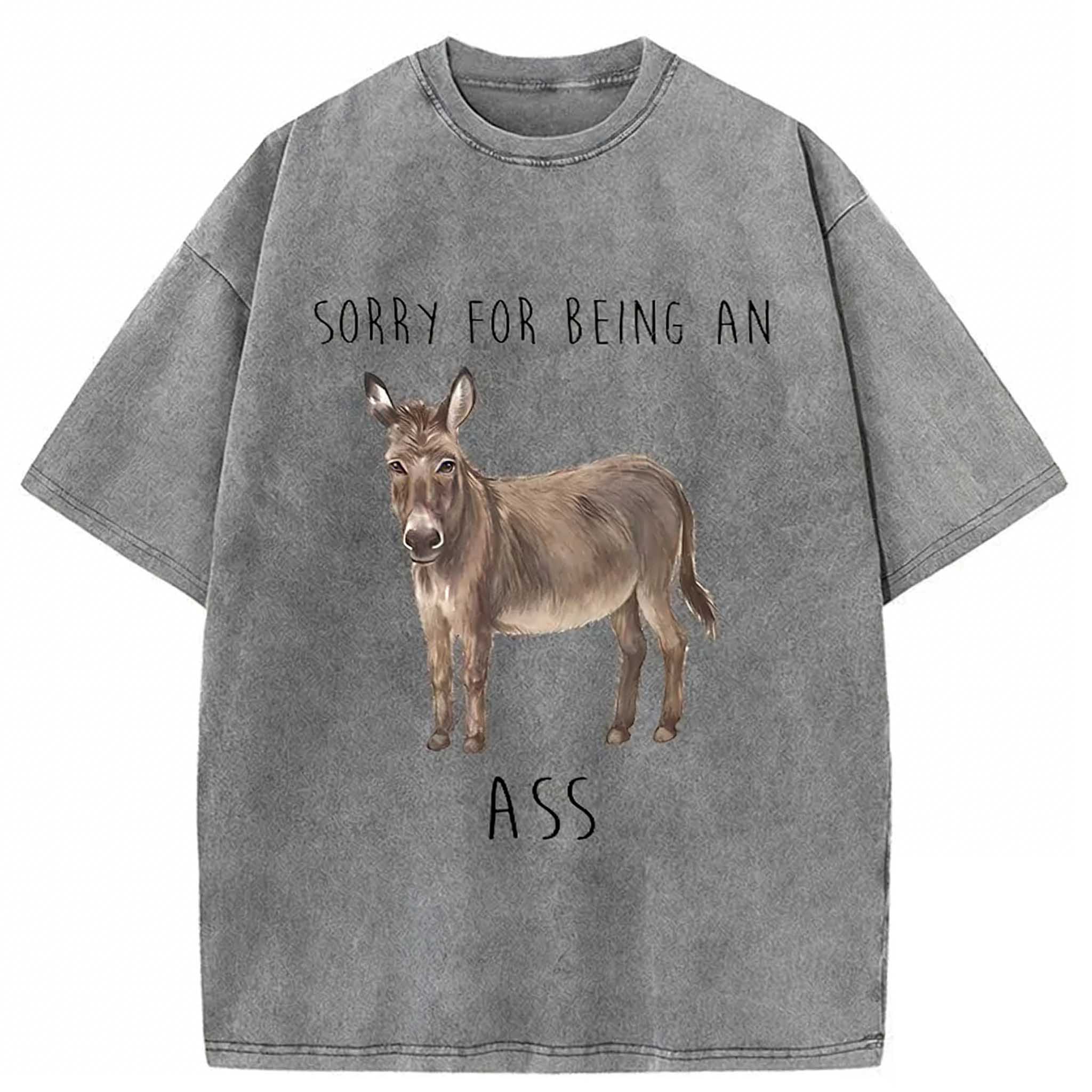 Funny Donkey Meme Washed T-shirt elevenforest