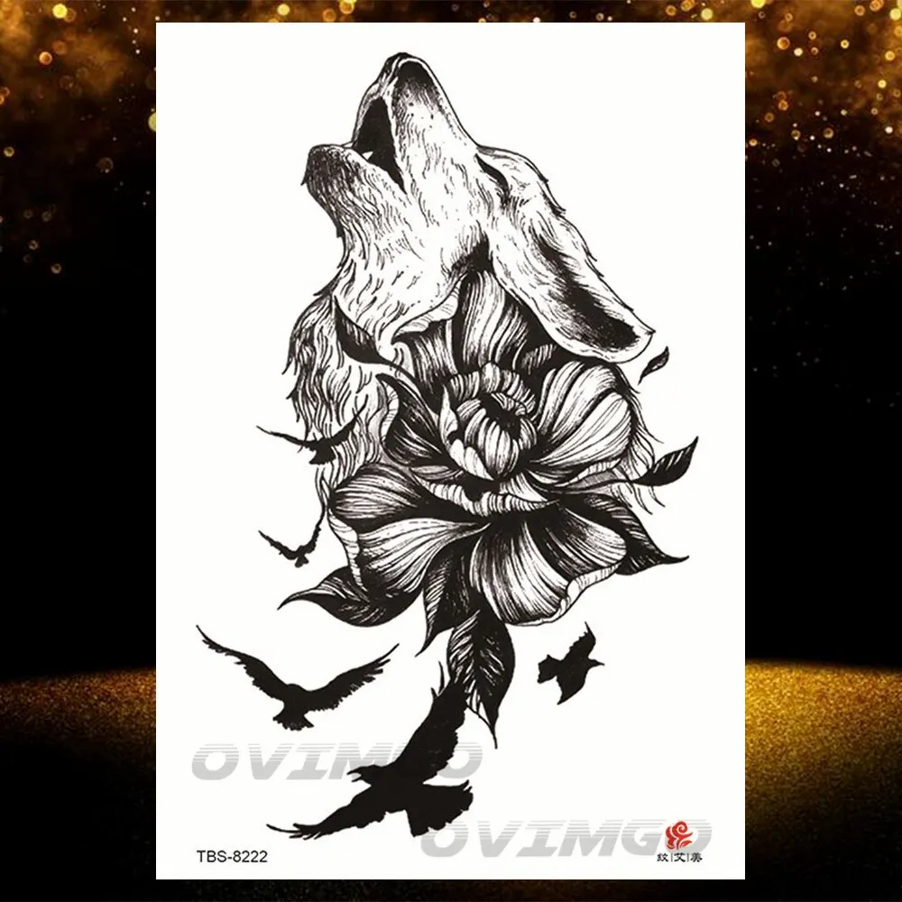 Sdrawing Lotus Flower Temporary Tattoos Fake Jewelry 3D Beauty Rose Tattoo Sexy Body Art Arm Painting Tatoo Sticker For Women