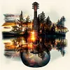 (Stamped/Counted) Guitar Landscape Silhouette-11CT/14CT Cross Stitch 40*40cm