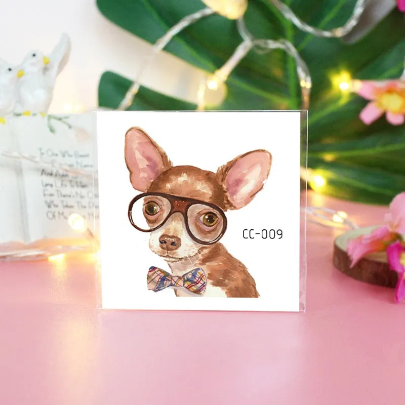 Cartoon Cat and Dog Face Stickers Tattoo Stickers Waterproof Girl/Child Cute Makeup Stickers Small Tattoo Pet Temporary Tattoos