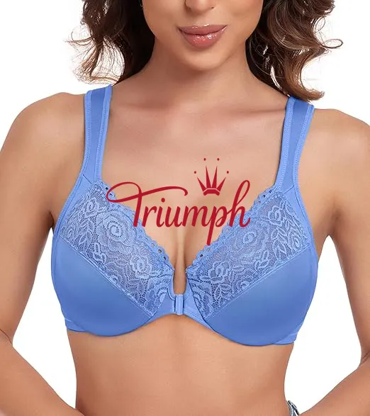 Triumph - 3 pe&ccedil;as 🔥Soutien de senhora sem copa e com bot&otilde;es &agrave; frente, tamanhos grandes