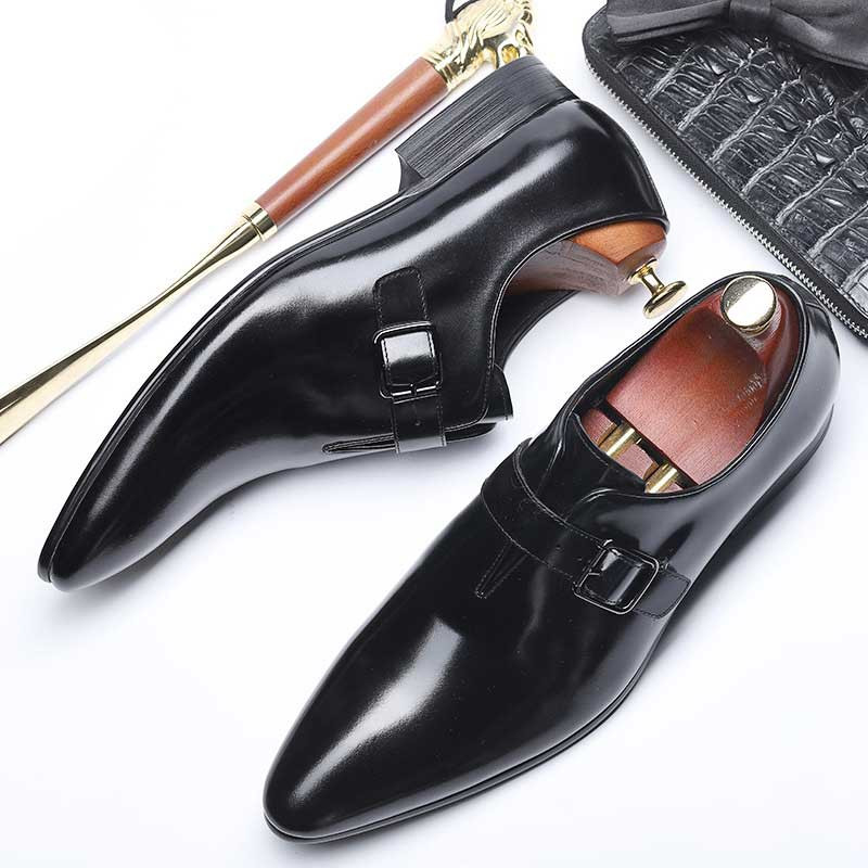 Designer Men's Monk Strap Loafers ShoesLeather Pointed Toe Designer Men's Monk Strap Loafers ShoesLeather Pointed Toe