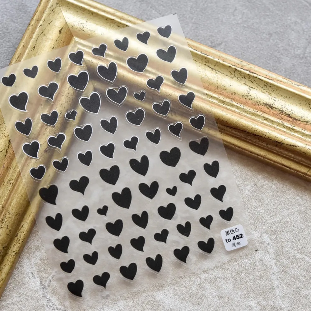 Heart & Star Bubble Cute Image Quality 3D Engraved Nail Stickers Nail Art Decorations Nail Decals Design