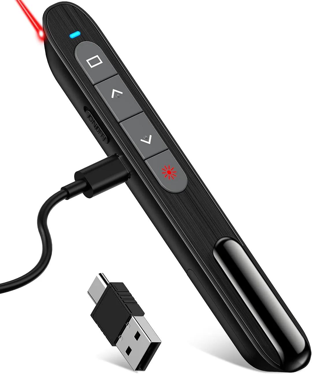 Wireless Presenter, Hyperlink Volume Control Presentation Clicker RF 2.4GHz USB PowerPoint Clicker Presentation Remote Control Pointer Slide Advancer (Black)(UPC/EAN)701473808109
