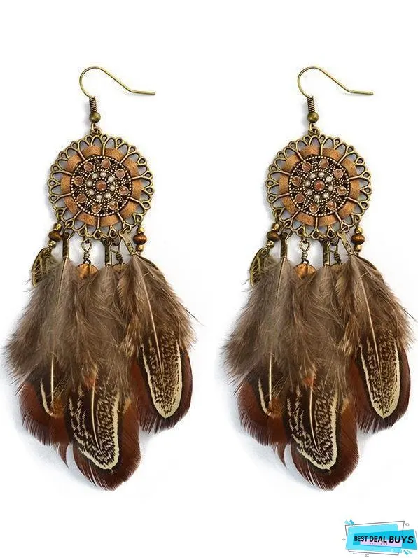 Bohemia Feather Tassels Earrings Accessories