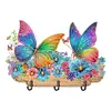 (US Local)Wooden Special Shaped Flowers Butterflies Diamond Art Craft Wall Hooks for Home