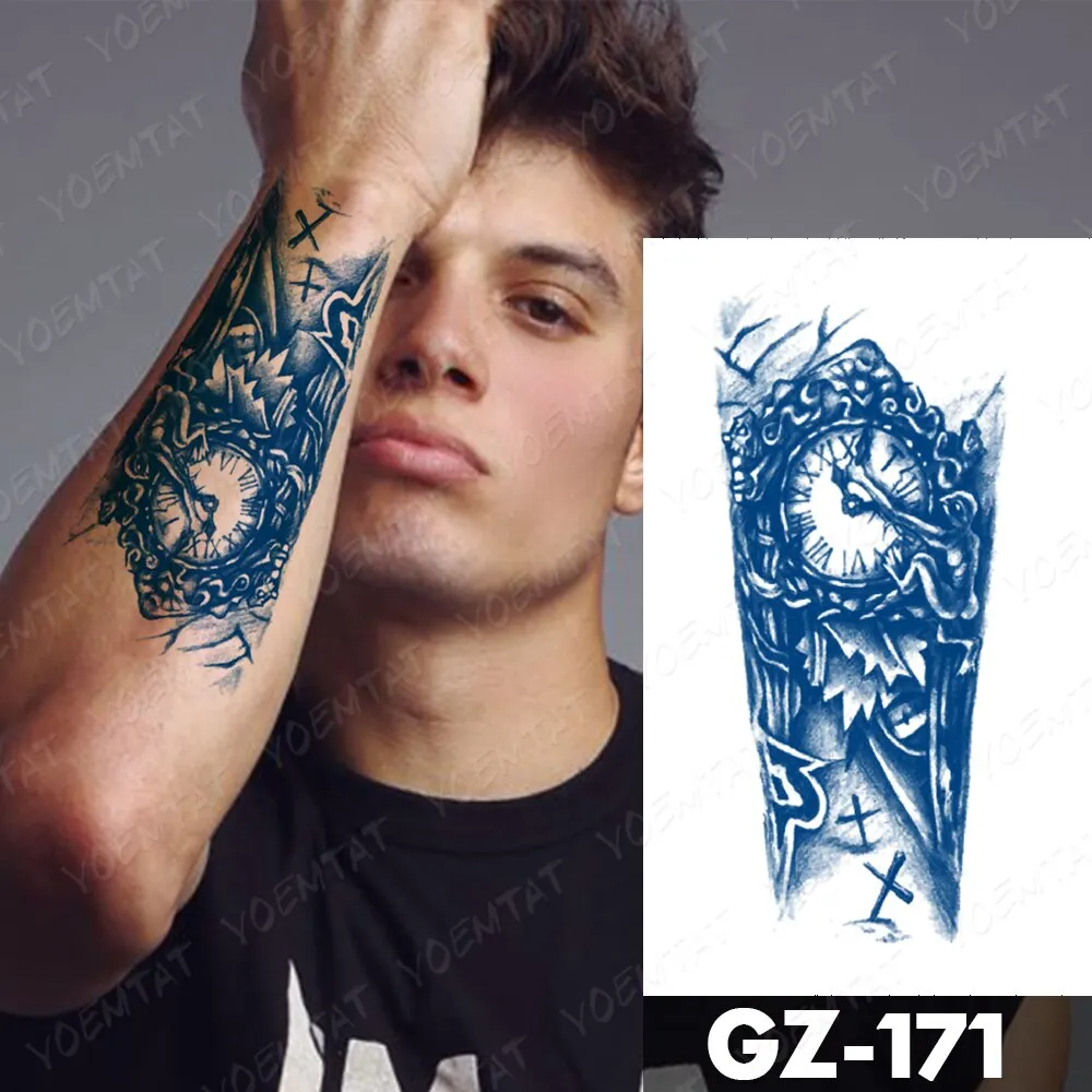 Sdrawing Lasting Ink Tattoos Body Art Waterproof Temporary Tattoo Sticker Line Dragon Tiger Totem Tatoo Arm Fake Fox Whale Tatto