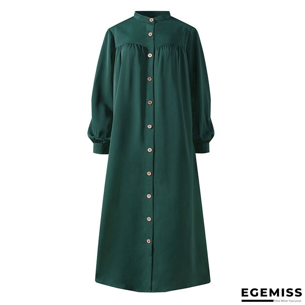 Autumn Casual Women's Cardigan Long Sleeve Stand Collar Large Swing Dress | EGEMISS