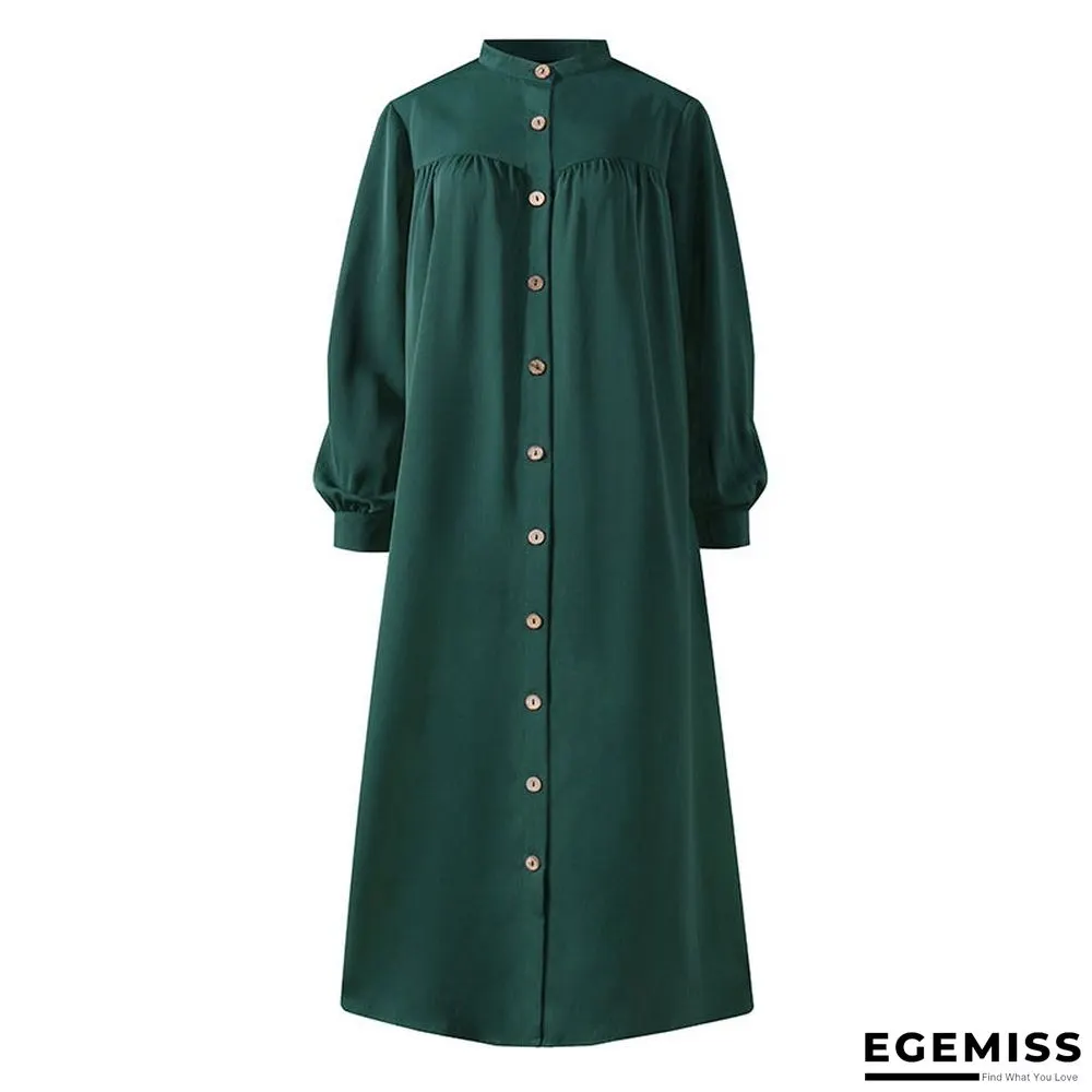 Autumn Casual Women's Cardigan Long Sleeve Stand Collar Large Swing Dress | EGEMISS