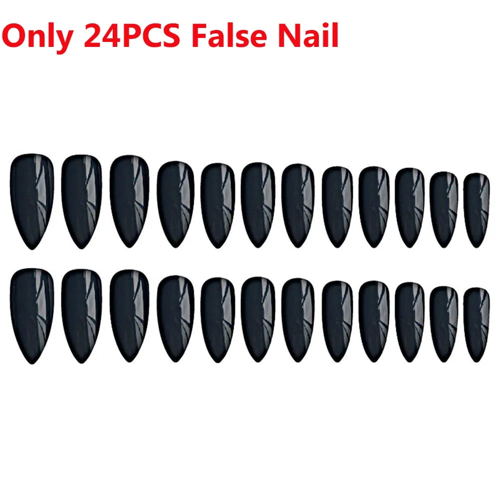 Fashion 24Pcs/Set False Nail Tips Matte Full Cover Long Ballet  Fake Nails With Glue Nail Art Manicure French Manicure Tools
