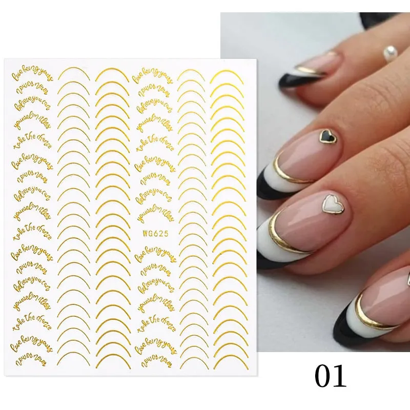 Geometric Lines Flowers Leaves 3D Nail Sticker Figure Woman Face Pattern Special Self Adhesive Nail Art Decals Manicures Sliders-Nail Inspo