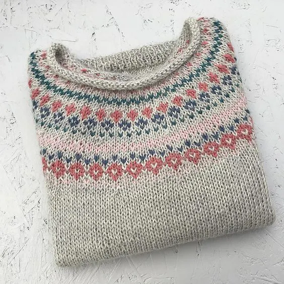Vintage Floral Pattern Round Neck Comfy Sweater