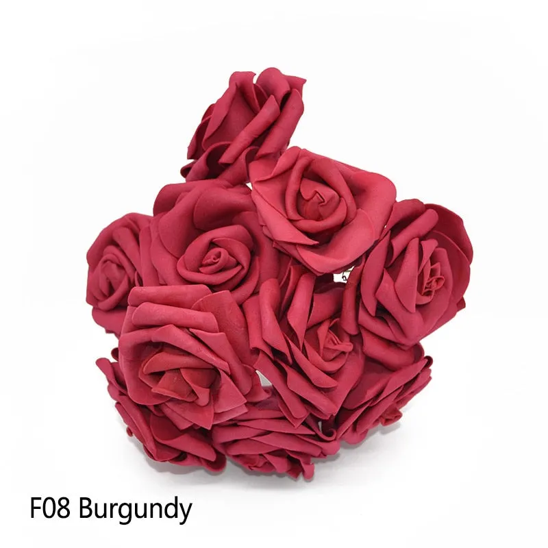 25 Heads 8CM New Colorful Artificial PE Foam Rose Flowers Bride Bouquet Home Wedding Decor Scrapbooking DIY Supplies