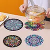 4PCS Wooden Diamond Painted Placemats for Dining Table Decor (Datura)