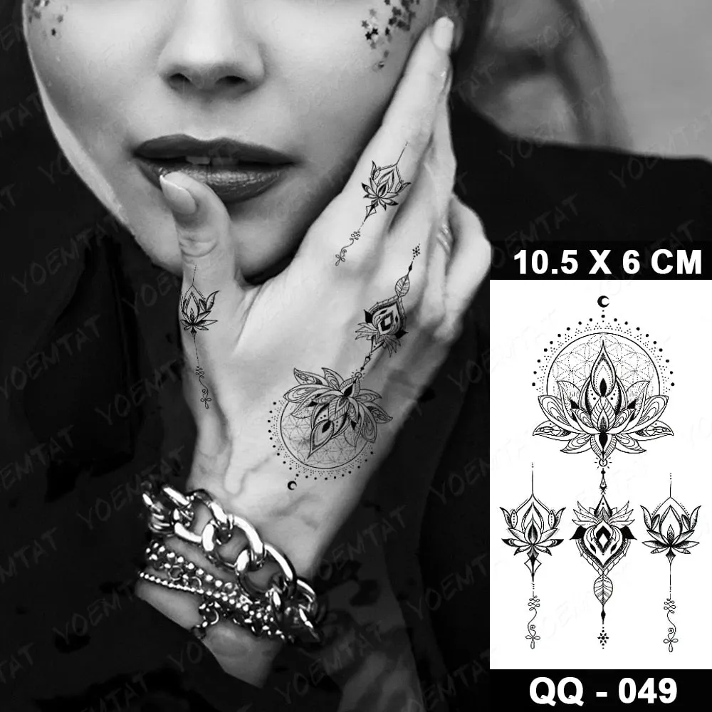 Waterproof Temporary Tattoo Sticker Small Lines Flowers Flash Tatoo Geometry Hand Arm Wrist Fake Tatto For Body Art Women Child