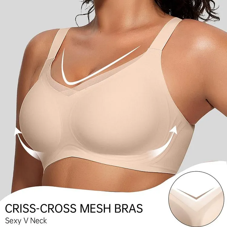 Reggiseno Push-Up Senza Ferretto e Senza Cuciture con Scollo a V per Donna