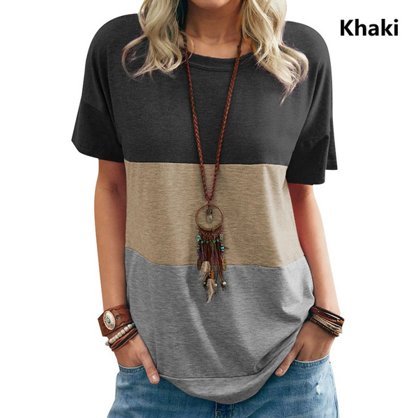 Women Casual Short Sleeve O-Neck Loose Tshirt Summer Tee Tops Plus Size XS-5XL