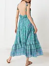 Floral Printed  Falbala Backless Maxi Dresses