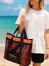 2-in-1 Mesh Beach Bag Large Beach Tote Bag Swimming Pool Travel Bag for Women