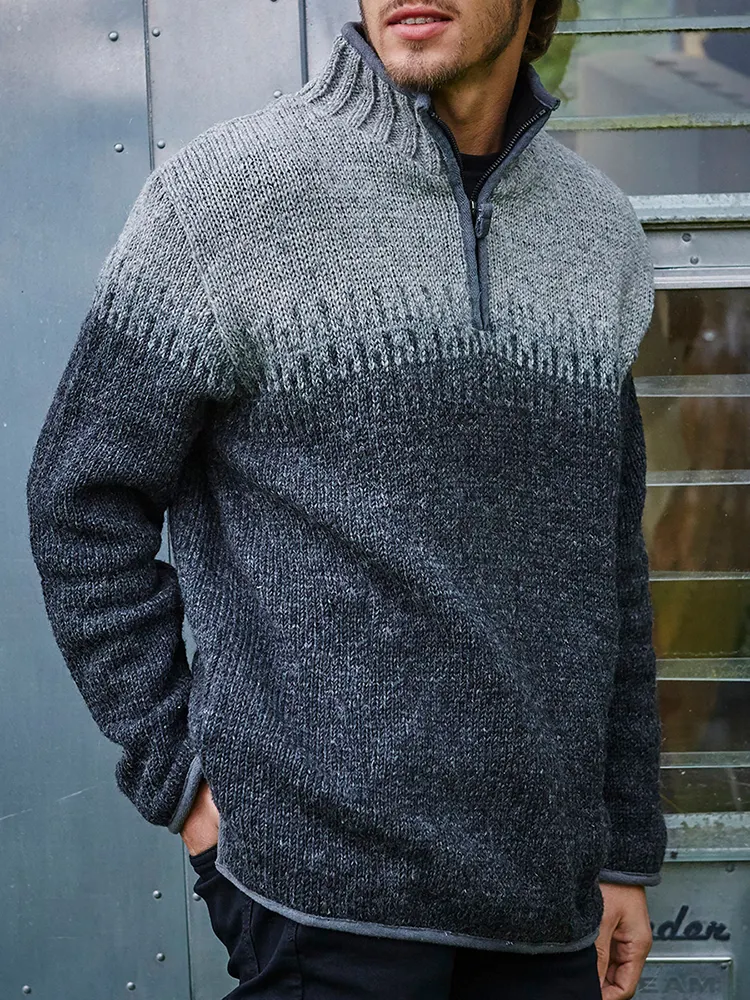 Vintage Warmth Heidelberg Knit Jacquard Icelandic Half Zip Collar Sweater（Unisex ）
