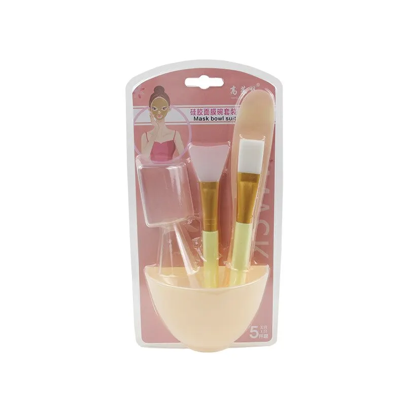 1set Portable DIY Mask Tools Non-toxic Silicone Bowl Brush Mud Stick Cup Spoon Kit Multi-functional Face Makeup Tools Durable