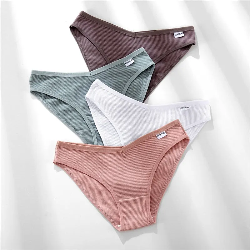 FINETOO Women's Panties Cotton Underwear M-4XL Sexy V Waist Briefs Girl Low-Rise Soft Panty Women Underpants Female Lingerie New
