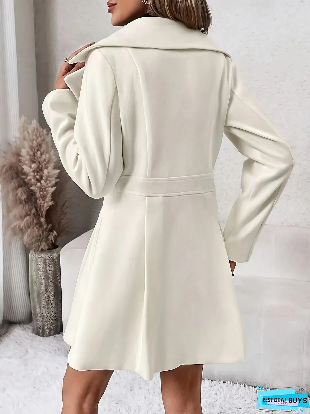Double-breasted Flare Coat, Elegant Notched Collar Long Sleeve Blazer For Fall & Winter, Women's Clothing