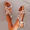 Women's Elegant Rhinestone Flat Sandals Shoes 
