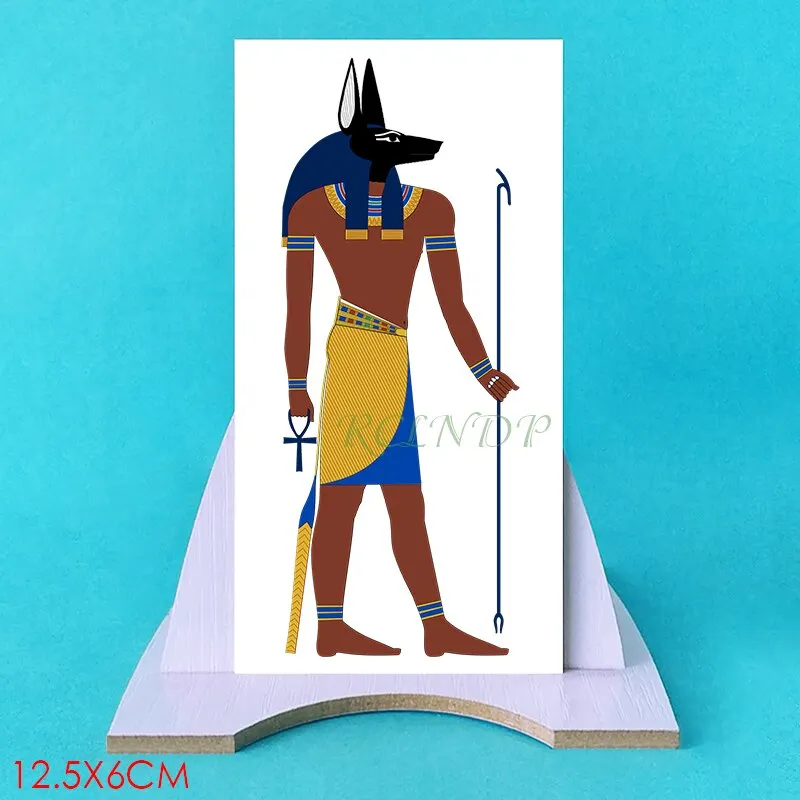 WaWaterproof Temporary Tattoo Sticker ancient Egypt Pharaoh Abinus metallic gold golden tatto flash tatoo fake tattoos