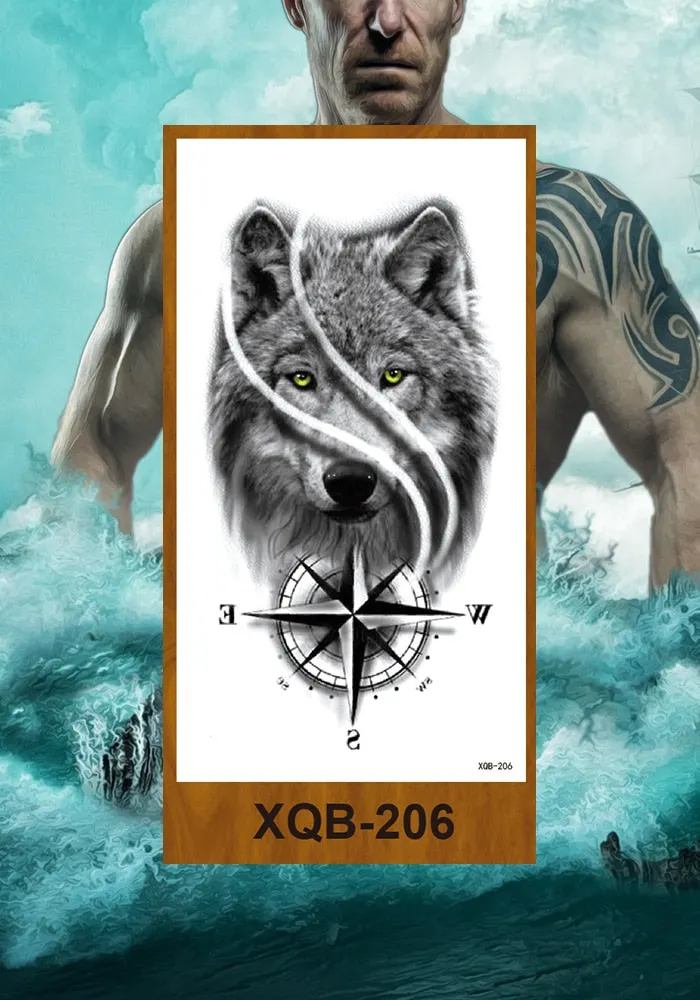 Temporary Tattoo Stickers Snake Bear Owl Fox Mermaid Tiger Wolf Lion King Men Women Girl Arm Body Chest Fake Body Leg Art Tatoo
