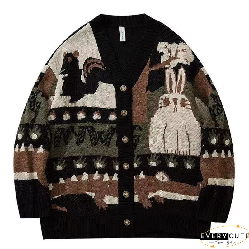 Women Loose Jacquard Knitted Cardigan Sweater Spring Vintage Flower Cardigan Long Sleeve Pockets Female Outerwear Chic Tops