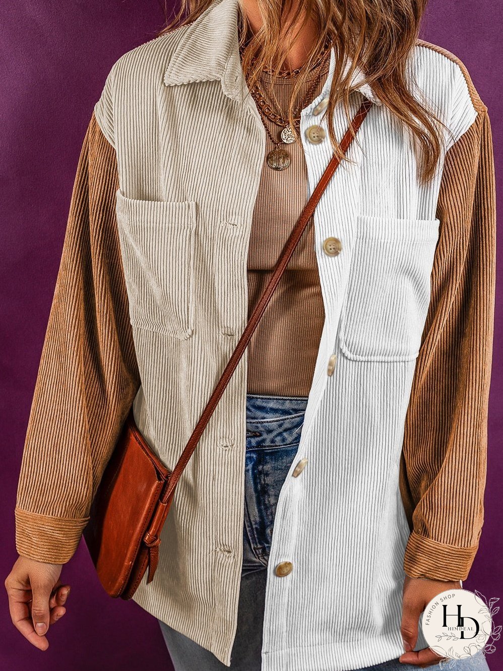 Summer Corduroy Colorblock Jacket