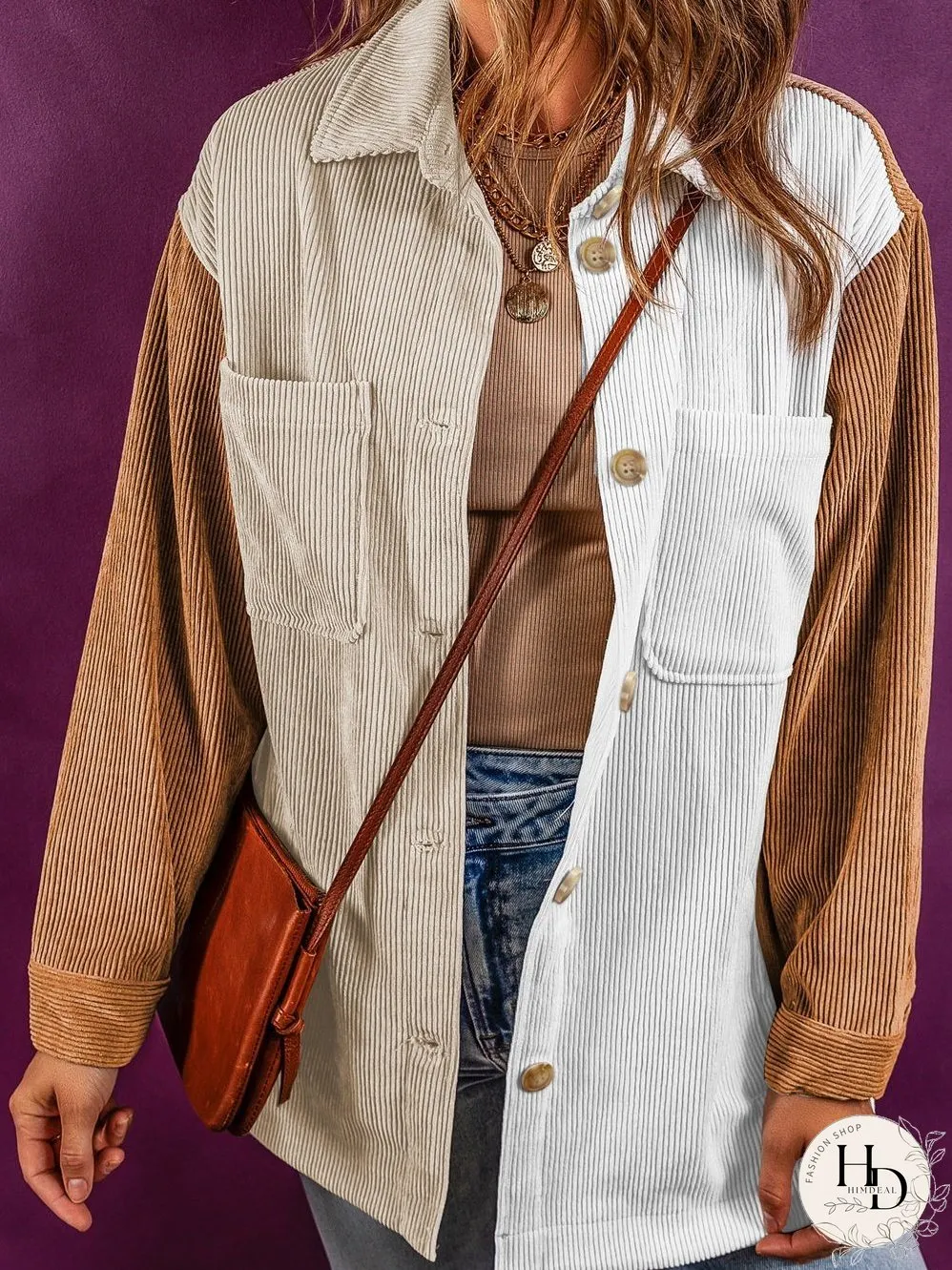 Summer Corduroy Colorblock Jacket