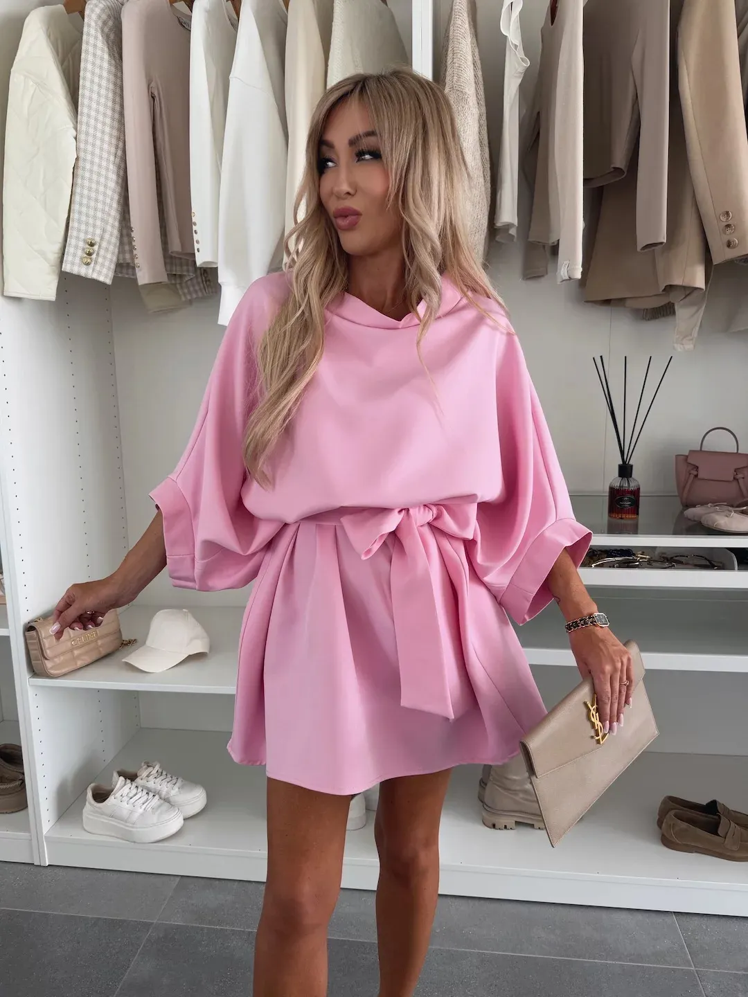 Billionm Billionm Explosion Of Solid Color Round Tie With Casual Temperament Dress Woman
