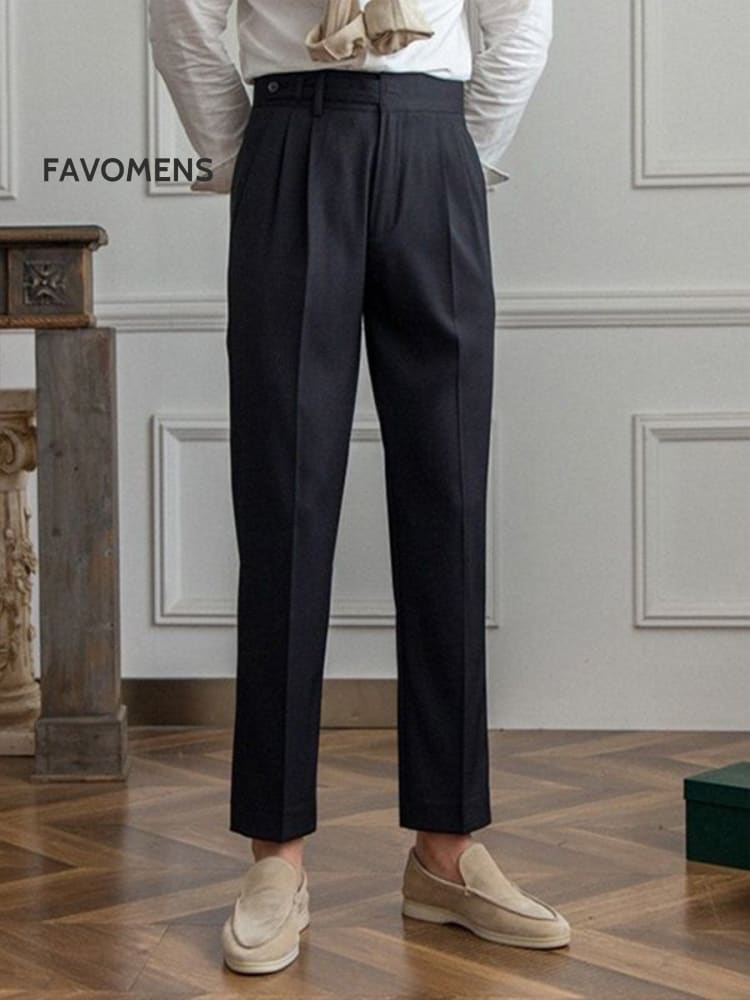Men&rsquo;s High Waist Straight Leg Ninth Pants Black / S