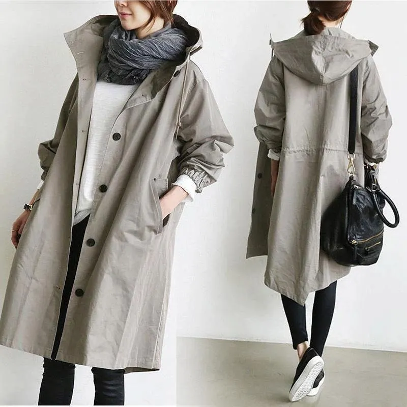 WATER RESISTANT OVERSIZED HOODED WINDBREAKER RAIN JACKET