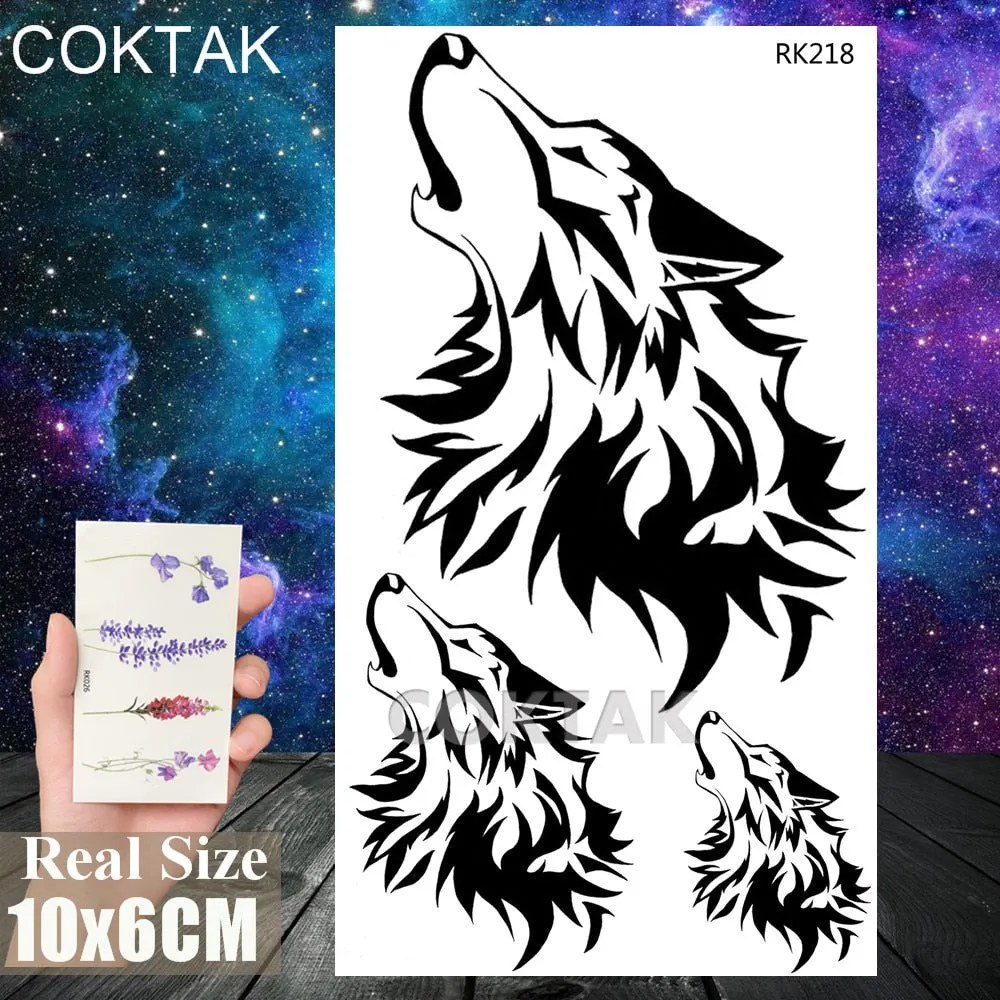 Geometry Pine Tree Temporary Tattoos Sticker Black Mountain Moon Water Transfer Tattoo For Men Body Art Washable Beauty Tatoos