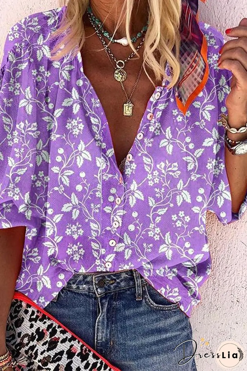 Floral Printed Puff Sleeve Shirt (5 Colors) P11969
